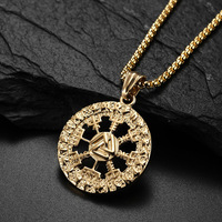 Leamge — Collier Homme Vintage, bijoux, pendentif en acier inoxydable, Rune disques, style Viking, nouvelle collection