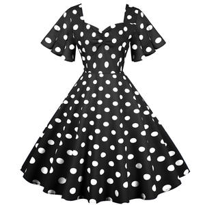Robe à pois pour femmes 2021 Robe élégante pour femmes Mode Soirée <span class=keywords><strong>Pin</strong></span>-<span class=keywords><strong>up</strong></span> Années 1950 Robe rétro Swing Vintage - Product Image 5