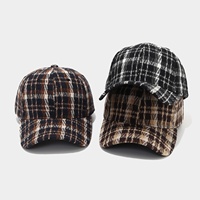Gorra de Béisbol Vintage a Cuadros Gruesos para Mujer, Estilo Artístico Casual, Sombrero para el Sol, Moda Urbana, Tendencia Otoño-Invierno