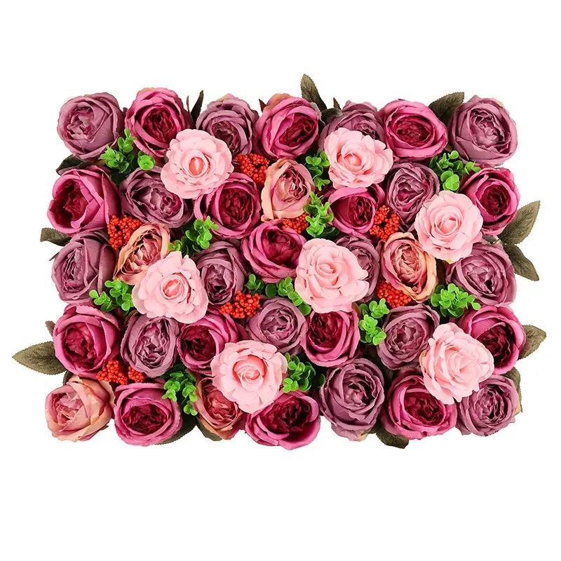 New Style 40*60 cm Artificial Rose Peony Hydrangea Flower Silk Wall Panel Backdrop Decorative For Wedding