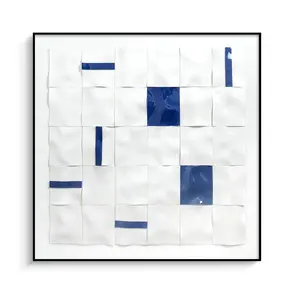 Custom Modern Artist Design Blue and White Geometric Acrylic Wall Art