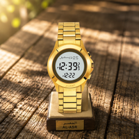 Montre numérique musulmane Al Asr avec alarme Adhan, résistante à l'eau, chronomètre sportif, 50 mm, acier inoxydable, montre de prière pour couple