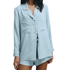 2025 <span class=keywords><strong>pijama</strong></span> <span class=keywords><strong>de</strong></span> <span class=keywords><strong>verano</strong></span> <span class=keywords><strong>de</strong></span> estilo americano europeo nuevo cárdigan cosido <span class=keywords><strong>de</strong></span> algodón <span class=keywords><strong>de</strong></span> Color sólido pantalones cortos <span class=keywords><strong>de</strong></span> manga larga otoño - Product Image 5