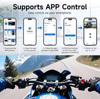 Caméra de tableau de bord moto double avant/arrière 1080p, étanche IP67, enregistrement en boucle, surveillance de stationnement 24h/24, vision nocturne, contrôle par application, capteur G
