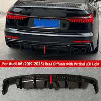 Diffuseur de pare-chocs arrière noir brillant aspect fibre de carbone pour Audi A6 S6 C8 2019-2025