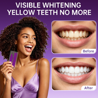Bandes blanchissantes pour dents V34 Purple, très vendues aux États-Unis, 6%HP, saveur menthe, antidérapantes, utilisation 30 min, 14 bandes, blanchiment dentaire à sec