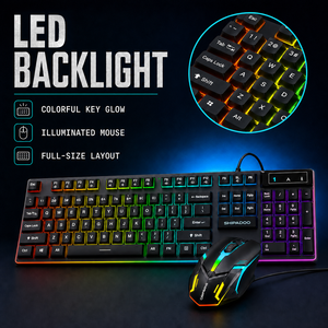 D500 Kablolu Ergonomik Oyuncu Klavye ve Mouse Seti LED Işık Efekti, 104 Tuşlu Tam Boy Askılı Tuş Başlıkları, Özelleştirilebilir Klavye - Product Image 3