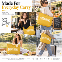 Sac fourre-tout en toile jaune naturel JC BASIC avec poignée, grande capacité, coutures durables, promotion de marque, vente en gros, marque privée