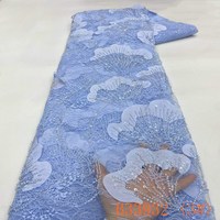 Kain Renda Bunga 3D Berhias Manik-Manik Ramah Lingkungan 100% Poliester untuk Gaun Pengantin & Dekorasi Rumah