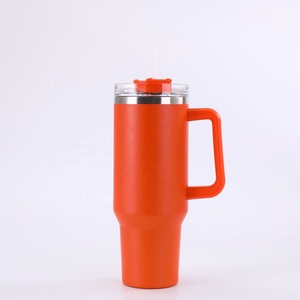 Double Wall Stainless Steel Vacuum Insulated Handle Tumblers 40oz Car Travel Tumbler <b>With</b> Lids and <b>Straw</b> - Product Image 6