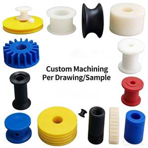 Rueda de polea de nailon sólido PA6 personalizada, resistente al desgaste, mecanizada por CNC, con ranura en U, V, H, rodillo de plástico de ingeniería para uso industrial - Product Image 1