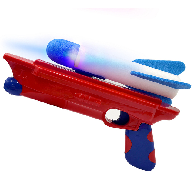 Children Outdoor Play Glider Flight Flying Foam Airplane Shoot Gun Pistol Airplane Toy for Kids