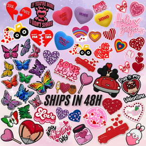 Düşük adedi moda yeni 2025 trend tasarımcı sevgililer günü takunya charm pvc dekor aksesuarları pembe sevimli sevgilisi anime karikatür ayakkabı charm - Product Image 1