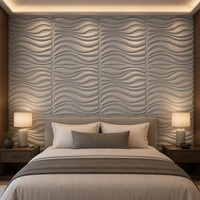 Panel Dinding PVC 3D Motif Gelombang Tahan Air, Anti Api, Mudah Dipasang, Dapat Disesuaikan, untuk Penggunaan Rumah Tangga di Ruang Makan dan Ruang Belajar