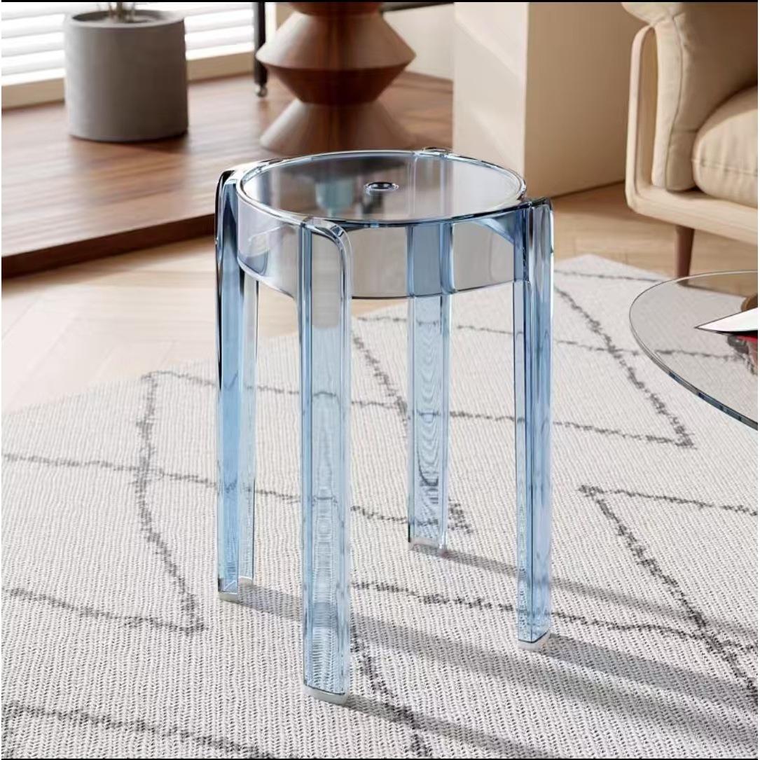 Upgraded Thickened Transparent Stool (Blue)
