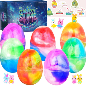 Colorful Easter Egg Galaxy Slime 12-Color Clear Clay Jumbo Toy for Kids Stress Relief Sludge Toys - Product Image 6