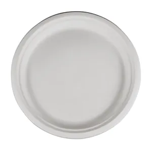 White Uncoated Sugarcane Ribbed Paper Plates Disposable Cute Party Rpurpleulightne Bagasse Plate Dish Paper Round Engraving 30g