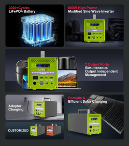Stations d'alimentation portables 400W avec ports USB, système solaire, camping en plein air, 110V 220V, batterie au lithium fer phosphate LiFePO4, générateur solaire - Product Image 5
