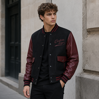 Vestes de baseball vintage pour hommes en laine avec manches en cuir et patchs brodés rayés personnalisés pour l'automne et l'hiver