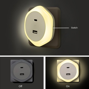 LED Dimming Mini Plug-in Night <b>Light</b> Lamp with Charging <b>Socket</b> - Product Image 3