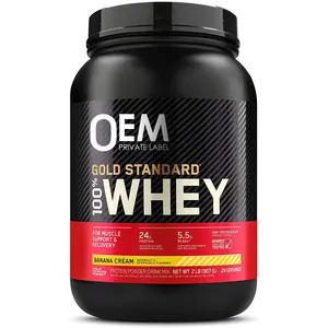 OEM自有品牌黄金标准乳清蛋白粉100% 与BCAA EAA无麸质锻炼前健身房补充肌肉生长