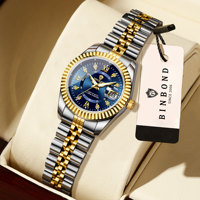 Montres élégantes de luxe BINBOND B510L pour femmes, étanches, lumineuses, avec date, bracelet en acier inoxydable, montre à quartz pour femmes