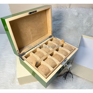 Luxury Piano Green 10 Slots <b>Watch</b> Organizer Box Custom Caja Para Reloj <b>Wooden</b> <b>Watch</b> Storage Box With Logo for brand - Product Image 3
