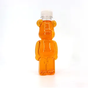 Botella de jugo con forma de oso única, botella de agua potable fría, botella de bebida energética deportiva de plástico PET con asa, 500ml, 700ml