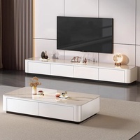 Meuble TV et Table Basse Modernes en Bois Massif 2025 – Combinaison Artisanale pour Petits Appartements et Salons de Ferme (65 pouces et plus)