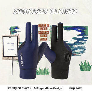 Gants de billard noirs à 3 doigts, respirants, antidérapants, pour la prise du bâton de billard, ajustables et extensibles pour le snooker - Product Image 2