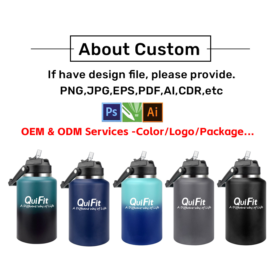 2000ml 2l 64oz Gym Vacuum Flask Insulated Double Wall Stainless Steel ...