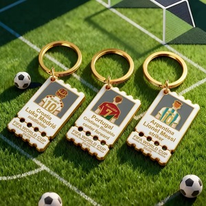 Llaveros de Estrellas <span class=keywords><strong>del</strong></span> Fútbol <span class=keywords><strong>Mundial</strong></span> 2026 al por Mayor, Dijes Esmaltados Estilo Boleto, Colgantes de Camisetas de Jugadores de Fútbol, Recuerdos para Aficionados, Aleación de Oro - Product Image 3