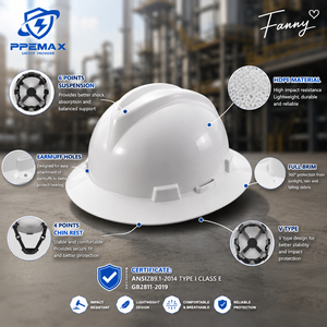 Tam Siperli HDPE Baret |   ANSI/ISEA Z89.1 Sertifikalı V Tipi Endüstriyel Güvenlik Tırmanma Kaskı Darbeye Dayanıklı OEM Özel Logo PPEMAX - Product Image 4