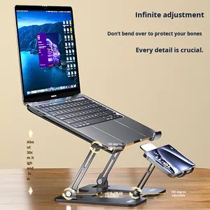 Support vertical réglable en hauteur 2 en 1 en acier au carbone pour ordinateur portable, téléphone et tablette avec support de téléphone - Product Image 2