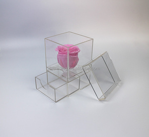 Hộp Acrylic hoa hồng duy nhất với ngăn kéo để bảo quản hoa lâu dài bán buôn: dongguan lltl <span class=keywords><strong>plexiglass</strong></span> Acrylic Hộp hoa hồng duy nhất - Product Image 1