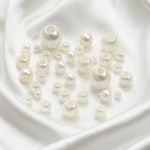 ABS-Kunstperlen mit großem Loch, 6-20 mm, cremeweiß, lose runde Perlen, DIY-Zubehör, Schmuck, große Lochperlen, Armband, Halskette - Product Image 3