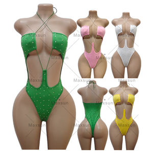 Maxsun Dancewear Trajes exóticos Rendimiento Ropa de baile Nuevo Sexy Impreso <span class=keywords><strong>Tanga</strong></span> sin espalda Bikini de dos piezas Sexy Girl Dance Wear - Product Image 6