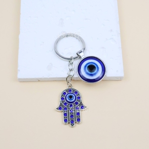 Aleación de Metal Hamsa mano de Fátima ojos <span class=keywords><strong>del</strong></span> <span class=keywords><strong>diablo</strong></span> mal de ojo llavero amuleto buena suerte mal de ojos esmalte encantos decoración colgante joyería - Product Image 2
