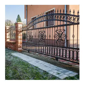 Factory direct sale open type metal wrought iron gate steel fence gate for house