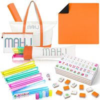 Ensemble complet de Mahjong américain avec 4 poussoirs de tuiles colorés, tapis de jeu, dés, jetons et sac de transport MAHJ