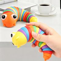 Jouet Fidget Slug anti-stress, chenille articulée sensorielle arc-en-ciel, flexible et torsadée, décompression, nouveauté pour enfants, en ABS