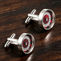 Boutons de manchette fantaisie en forme de roulette rotative, plaqués argent, pour chemise, accessoires de costume pour homme, mariage, affaires, cadeau