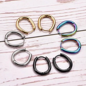Stainless Steel Oval <b>Earrings</b> Ear <b>Hooks</b> Gold-Plate oval Hoop Findings for Women Ear Jewelry Wholesale - Product Image 2