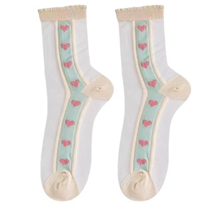 Meias de Tornozelo em Renda Transparente com Babados para Mulheres, 5 Estilos, Bordadas com Coração e Renda <span class=keywords><strong>Floral</strong></span>, Meias Coreanas Vintage para Noivas - Product Image 6