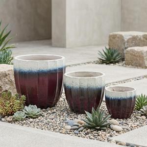 Juego de 4 Macetas de Cerámica Esmaltada para Jardín, Macetas de Cerámica para Plantas de Exterior - Product Image 3