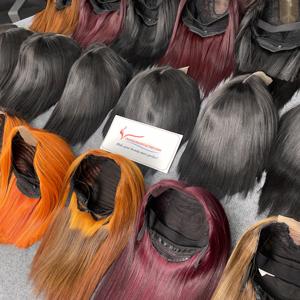 Vietnamese bob Wig Human Hair Extension Bone Straight Natural Black Color <b>Lace</b> <b>Closure</b> 2x4 Middle Part - Product Image 3