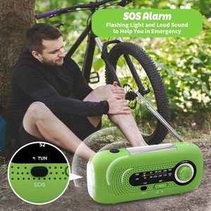 <span class=keywords><strong>Radio</strong></span> Solare di Emergenza con Manovella AM/FM, Batteria Ricaricabile 2000mAh, Ricarica per Cellulare, Torcia LED, Jack per Cuffie, Allarme SOS - Product Image 5