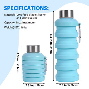 Customized 500ML Portable Collapsible Silicone <b>Sports</b> <b>Water</b> <b>Bottle</b> Direct Drinking for Camping and Boiling <b>Water</b> Applicability - Product Image 6