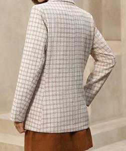 Blazer de Tweed a Cuadros Extra Grande para Mujer, Estilo Boyfriend, Blazer Cruzado, Chaquetas Casuales, Traje de Mujer - Product Image 5