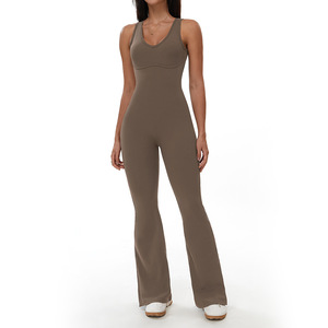 Hoch tailliertes, ausgestelltes Bein Workout <span class=keywords><strong>Onesuit</strong></span> Moist ure Wicking Gym Wear für Yoga & Outdoor Sport Sport Bodys & Overalls - Product Image 5